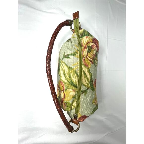 Vintage Fossil Floral Tapestry Shoulder Bag with Braided Leather Strap - Picture 3 of 6